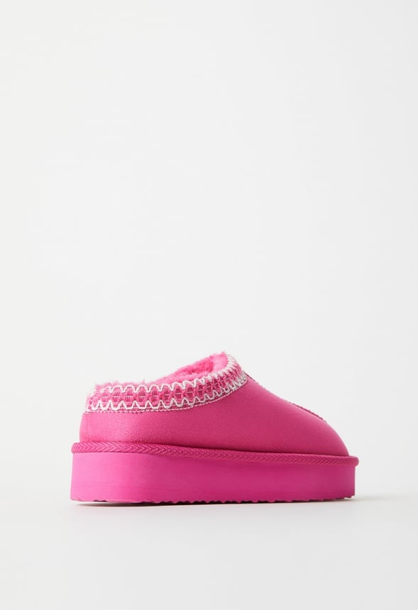 Platform Slip On Fuzzy Hot Pink