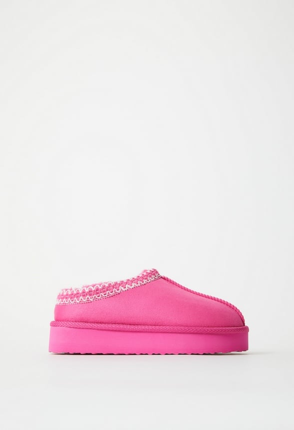 Platform Slip On Fuzzy Hot Pink