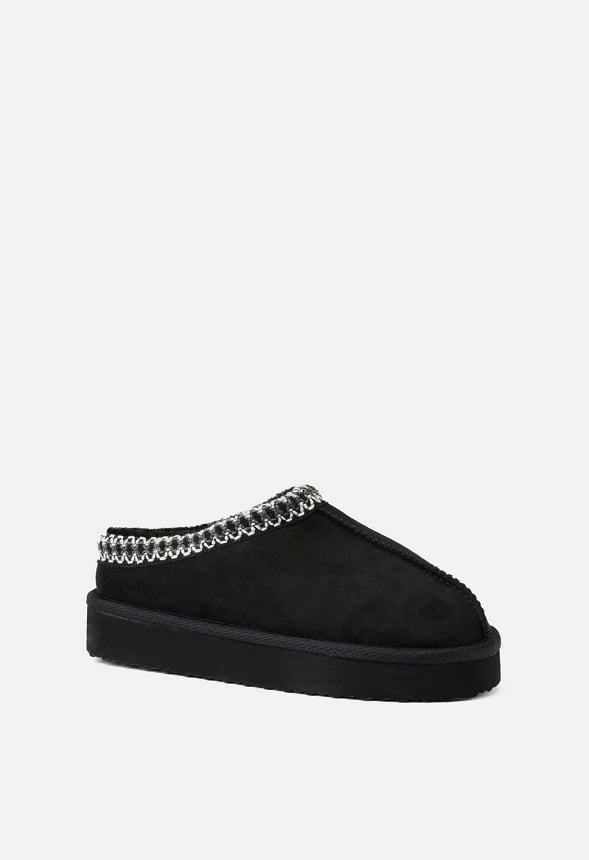 Platform Slip On Fuzzy Black