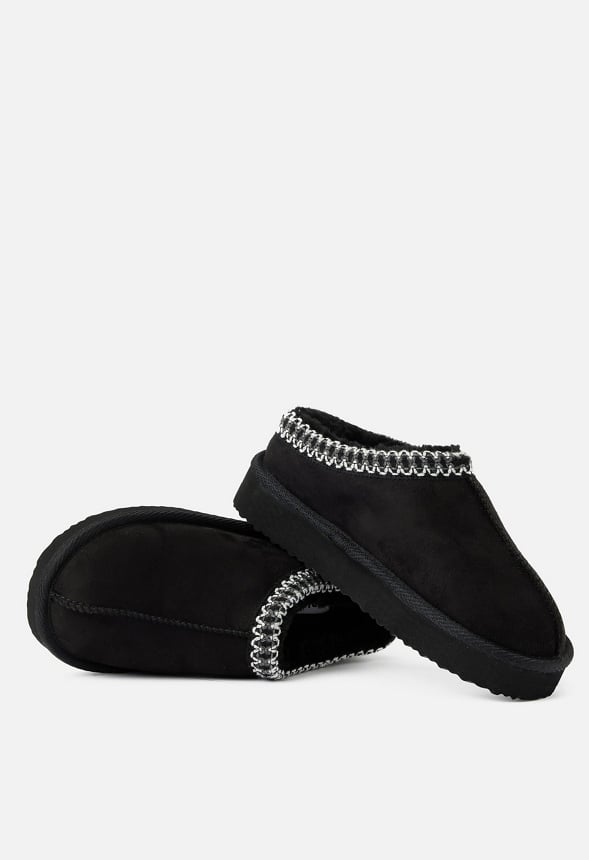 Platform Slip On Fuzzy Black