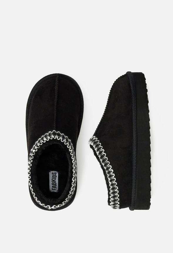 Platform Slip On Fuzzy Black