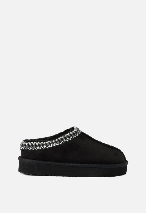 Platform Slip On Fuzzy Black