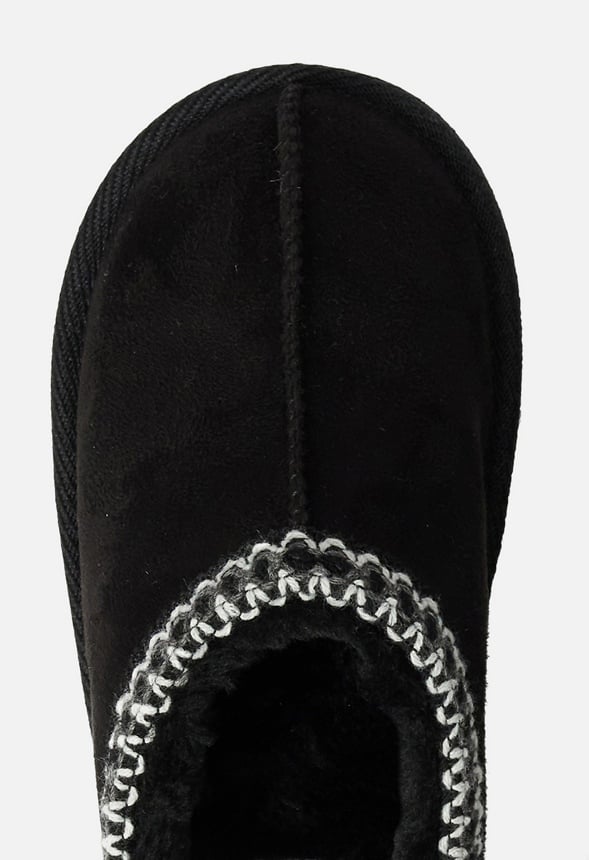 Platform Slip On Fuzzy Black