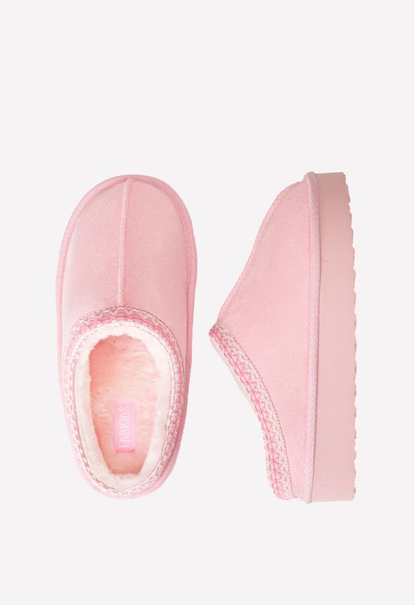 Platform Slip On Fuzzy Pink