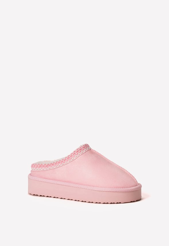 Platform Slip On Fuzzy Pink