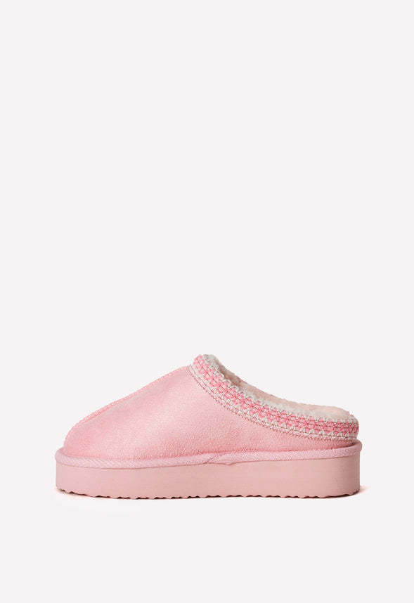 Platform Slip On Fuzzy Pink