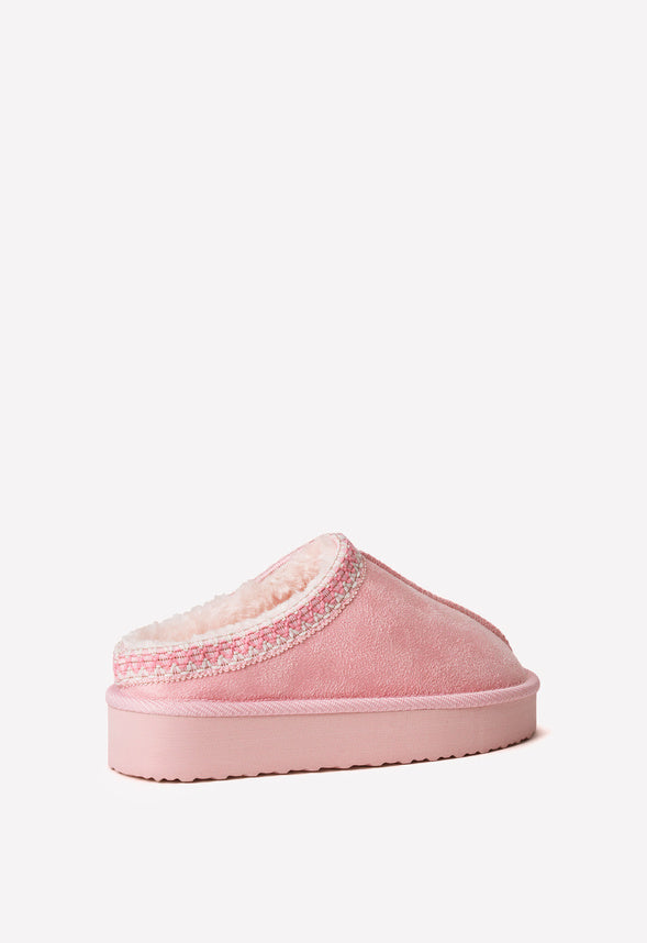 Platform Slip On Fuzzy Pink