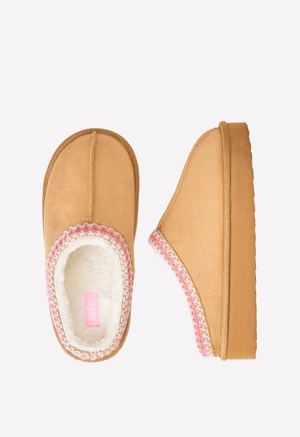 Platform Slip On Fuzzy Tan