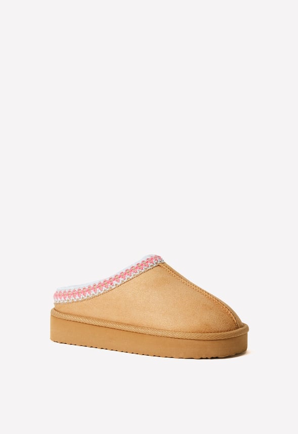 Platform Slip On Fuzzy Tan