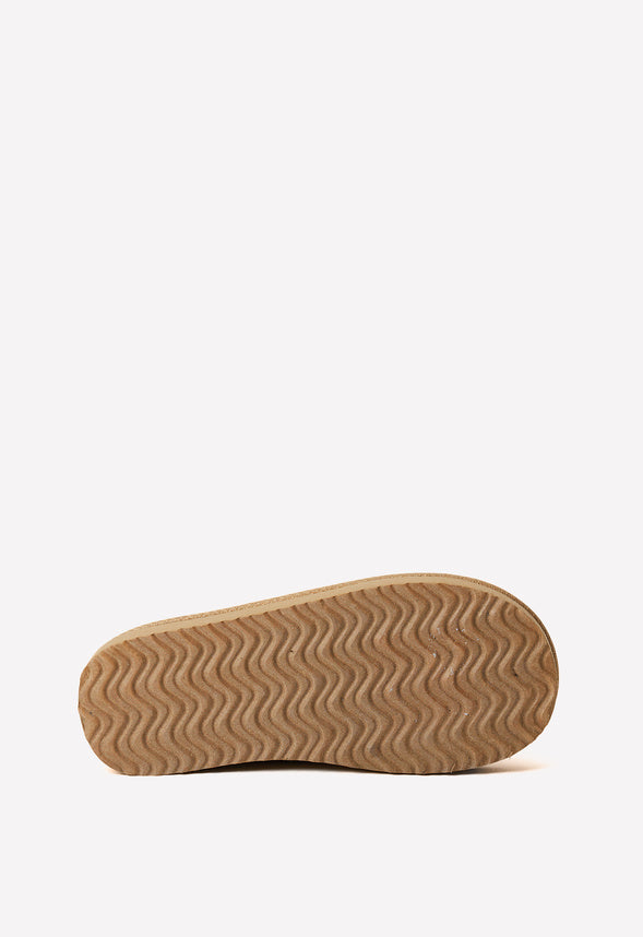 Platform Slip On Fuzzy Tan