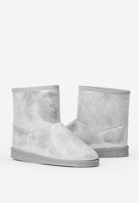 Classic Metallic Fuzzy Boot Silver