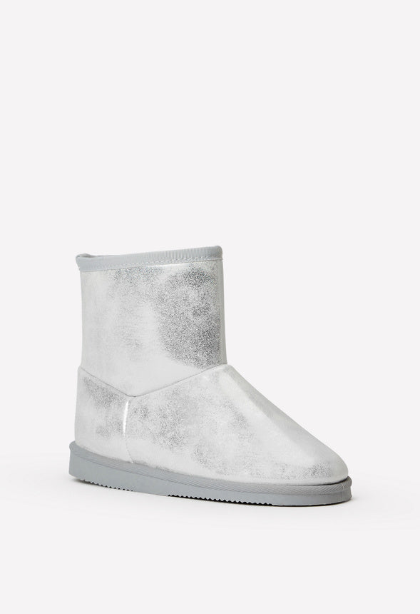 Classic Metallic Fuzzy Boot Silver