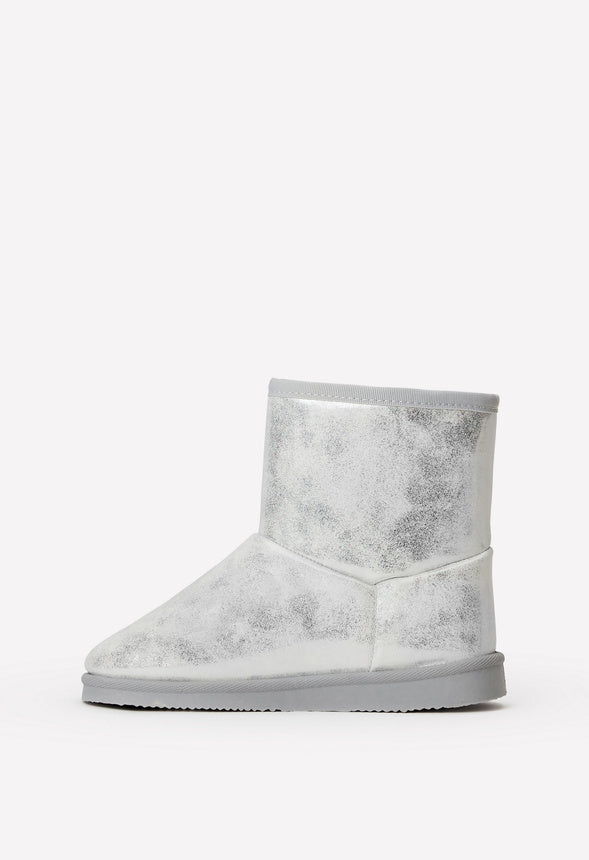 Classic Metallic Fuzzy Boot Silver