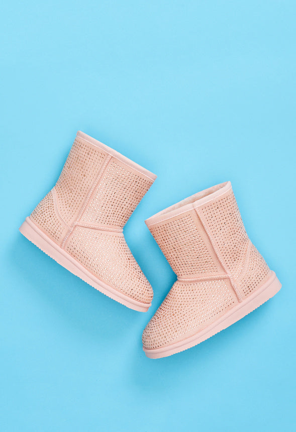 Studded Fuzzy Boot Pink