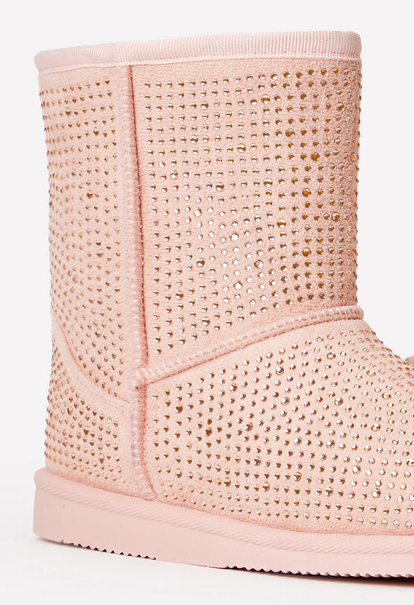 Studded Fuzzy Boot Pink