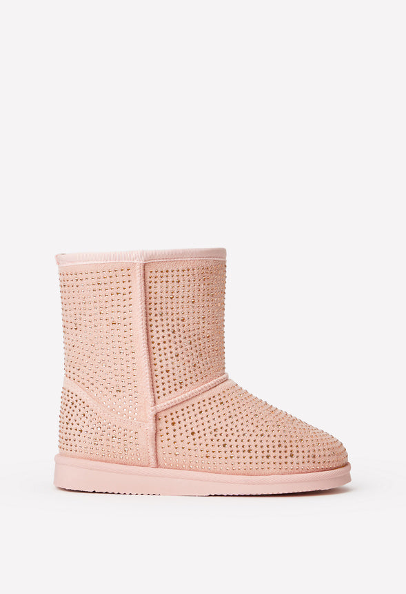 Studded Fuzzy Boot Pink