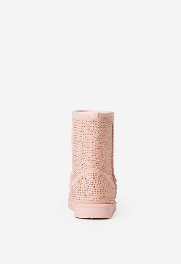 Studded Fuzzy Boot Pink