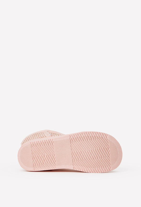 Studded Fuzzy Boot Pink