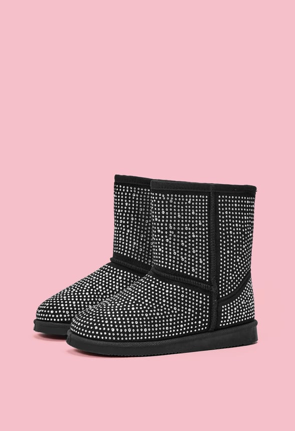 Studded Fuzzy Boot Black