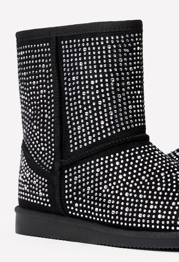 Studded Fuzzy Boot Black