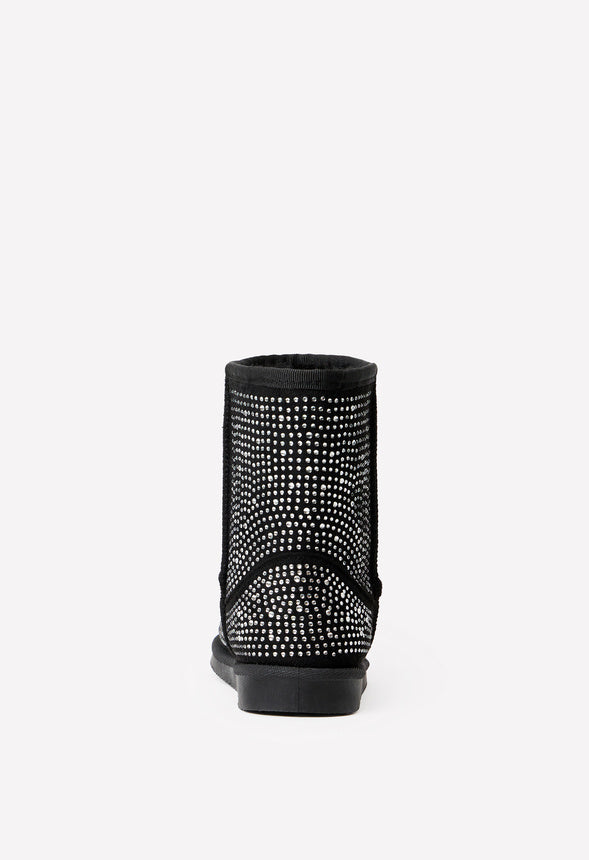 Studded Fuzzy Boot Black