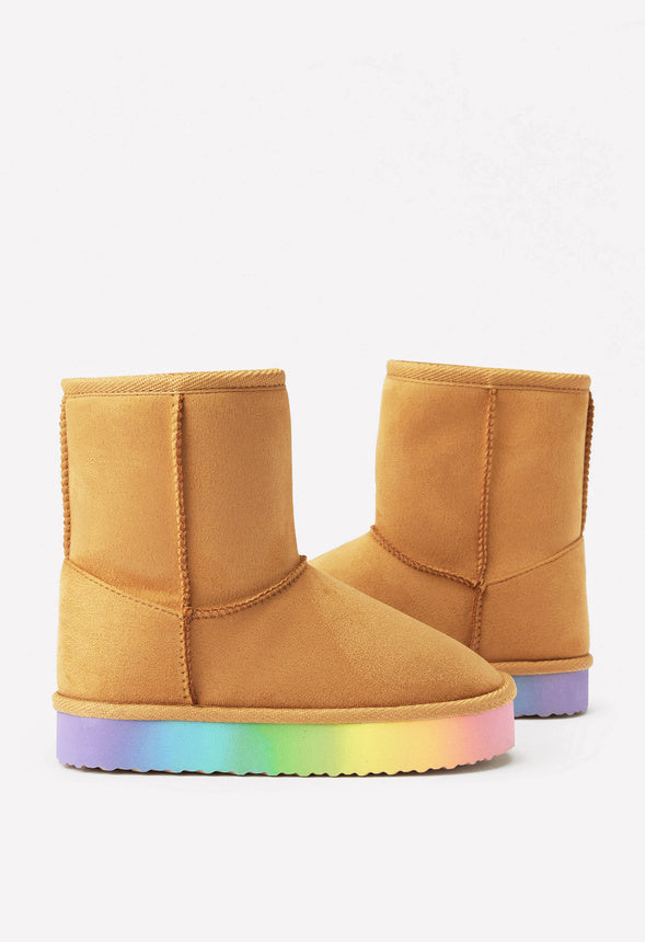 Ombre Sole Fuzzy Boot Tan Ombre