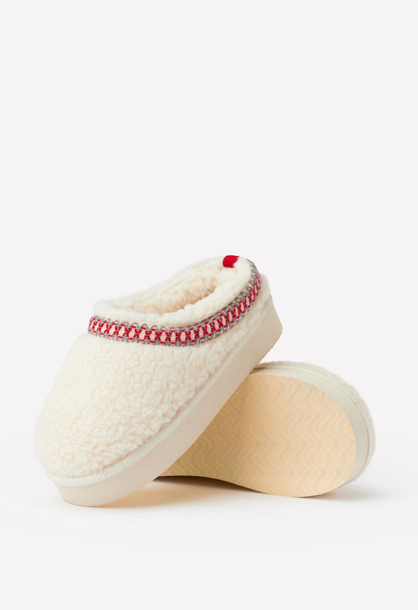 Sherpa Platform Slip On Fuzzy Cream