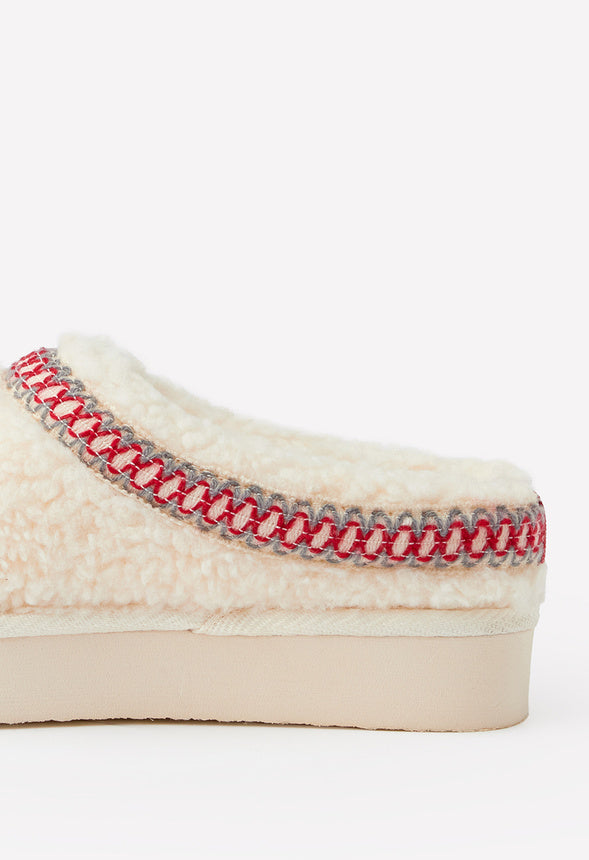 Sherpa Platform Slip On Fuzzy Cream