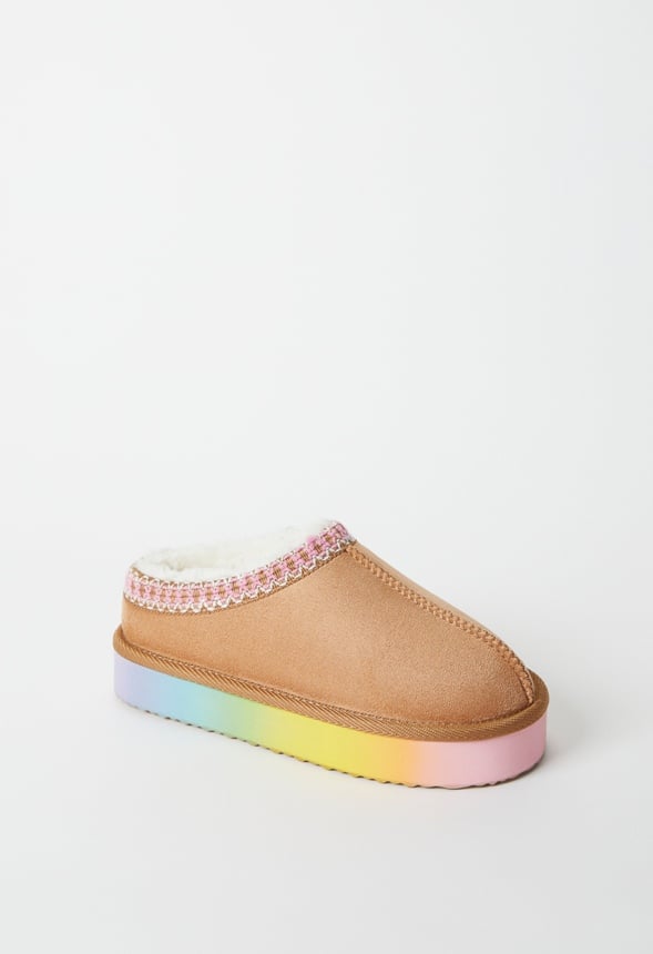 Ombre Platform Slip On Fuzzy Tan