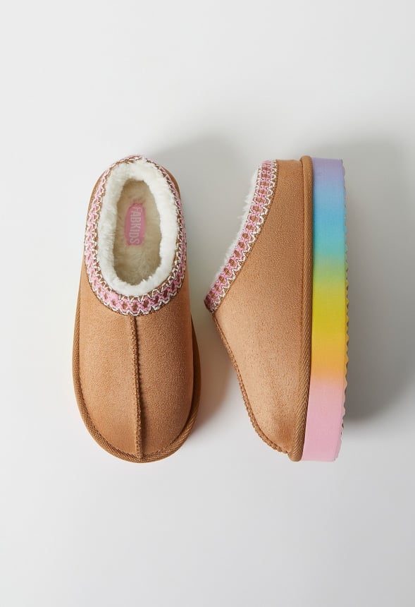 Ombre Platform Slip On Fuzzy Tan