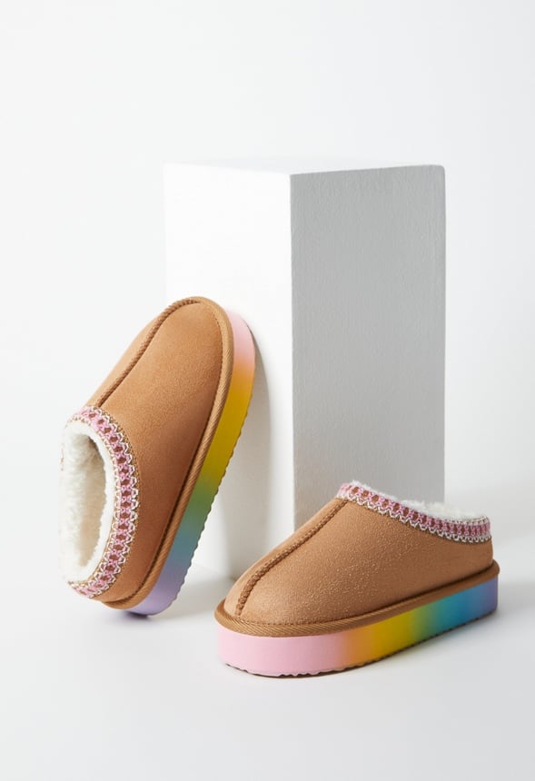 Ombre Platform Slip On Fuzzy Tan
