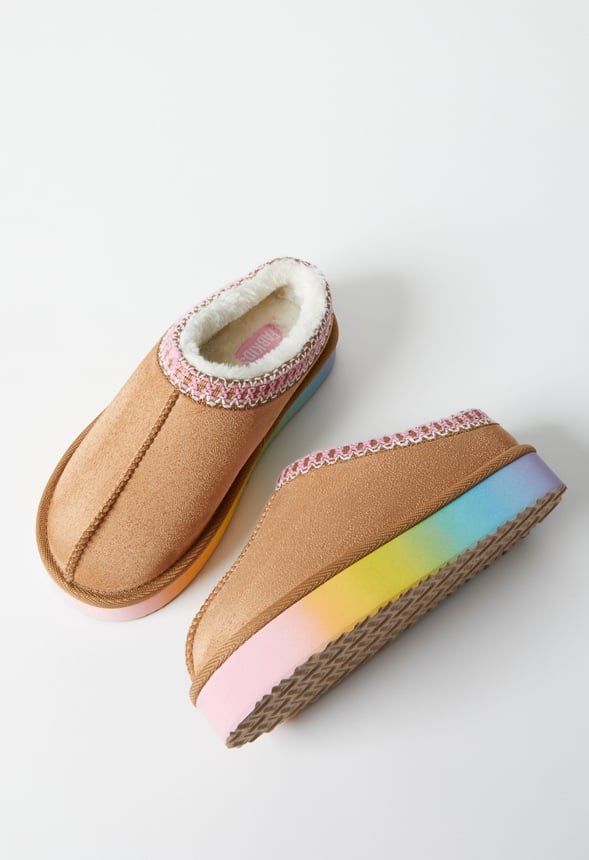Ombre Platform Slip On Fuzzy Tan