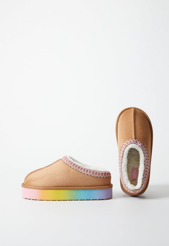 Ombre Platform Slip On Fuzzy Tan