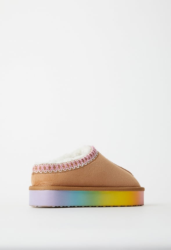 Ombre Platform Slip On Fuzzy Tan