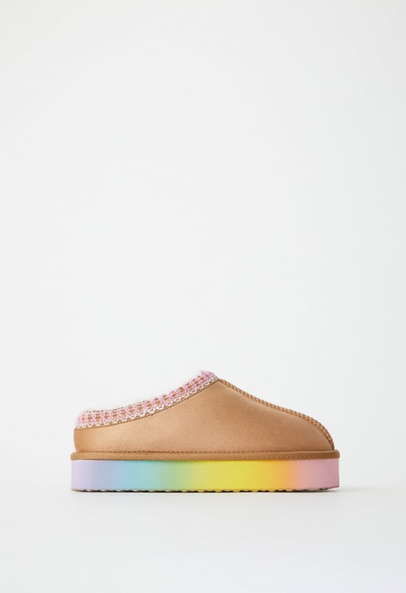 Ombre Platform Slip On Fuzzy Tan