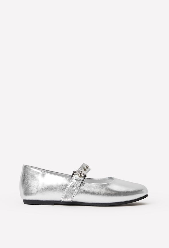Metallic Buckle Flat Silver