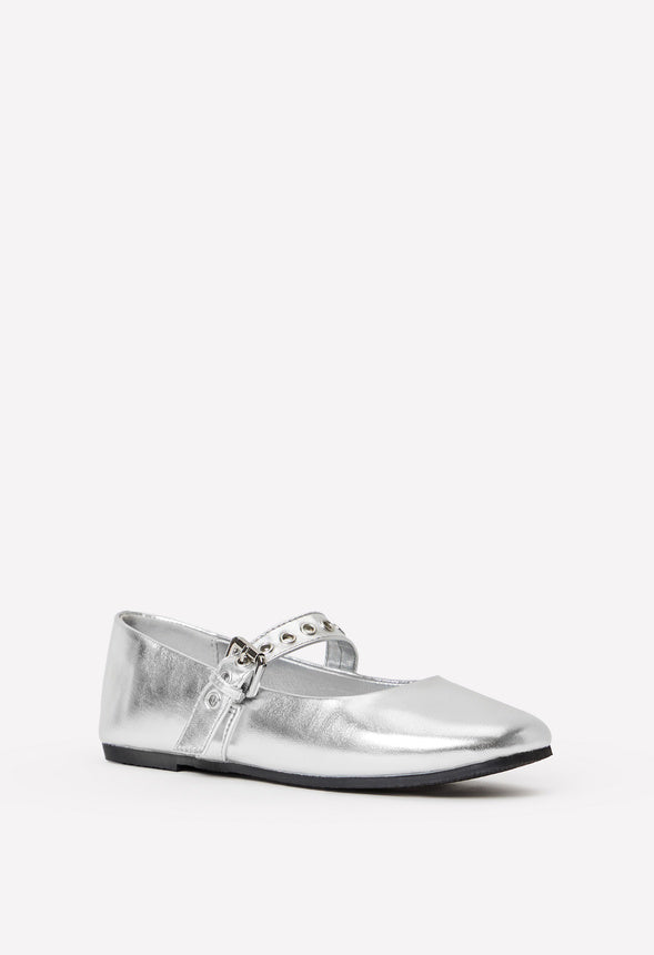 Metallic Buckle Flat Silver