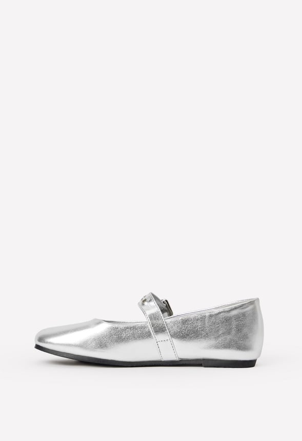 Metallic Buckle Flat Silver