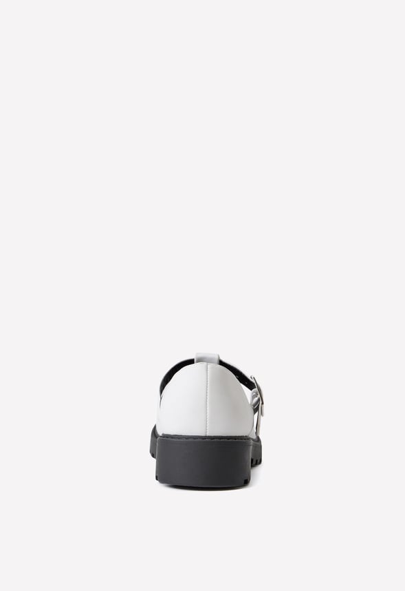 Lug Sole Mary Jane Flat White