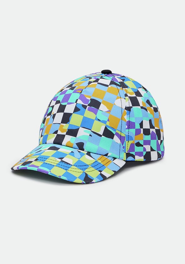Camo Checkered Baseball Hat Multi