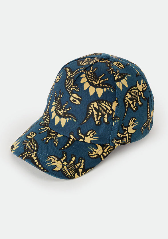 Dino Skeleton Baseball Hat Teal