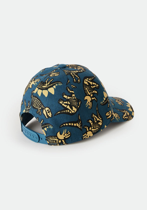 Dino Skeleton Baseball Hat Teal