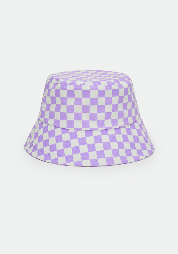 Checkered Bucket Hat Purple