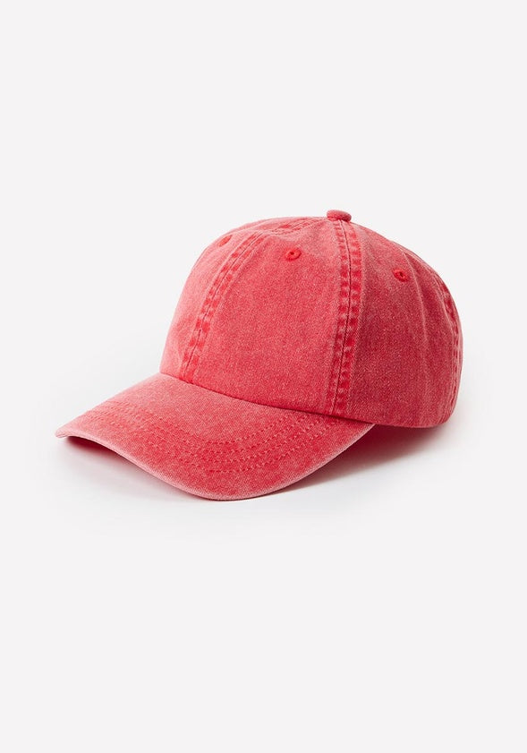 Washed Down Baseball Hat Red