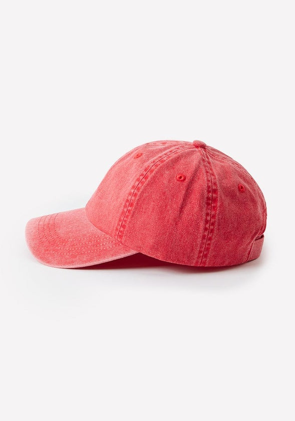 Washed Down Baseball Hat Red