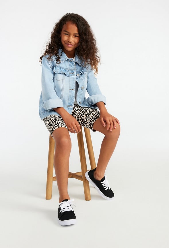 Ruffle Oversized Trucker Jacket Blue