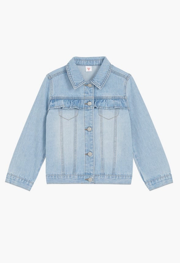 Ruffle Oversized Trucker Jacket Blue