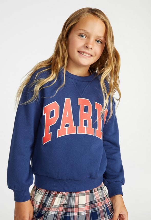 Paris Drop Shoulder Crew Sweatshirt Blue