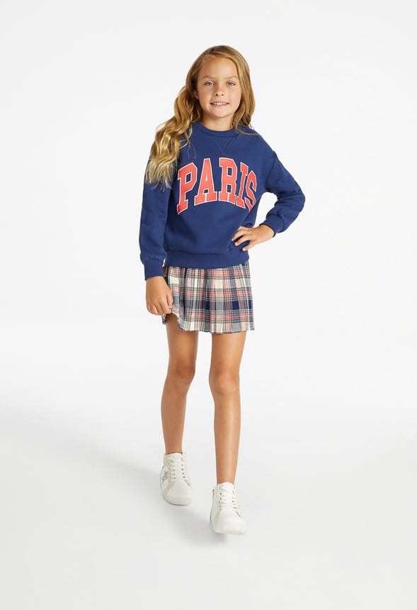 Paris Drop Shoulder Crew Sweatshirt Blue