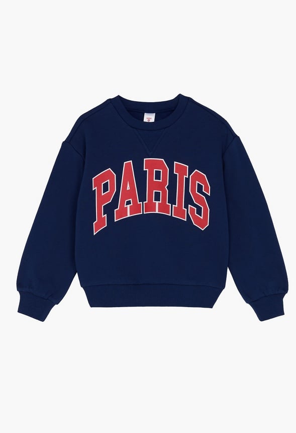 Paris Drop Shoulder Crew Sweatshirt Blue